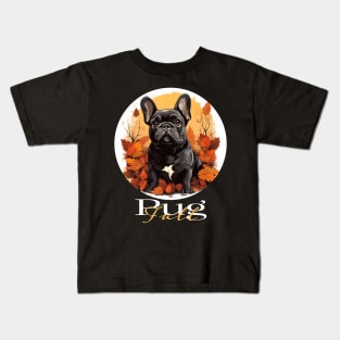 Pug Autumn Fall Kids T-Shirt